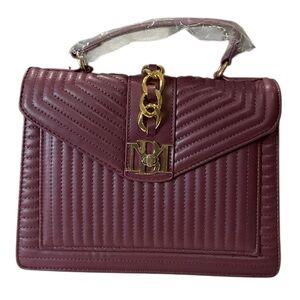 Badgley Mischka Plum Quilted Crossbody with Letter Lock